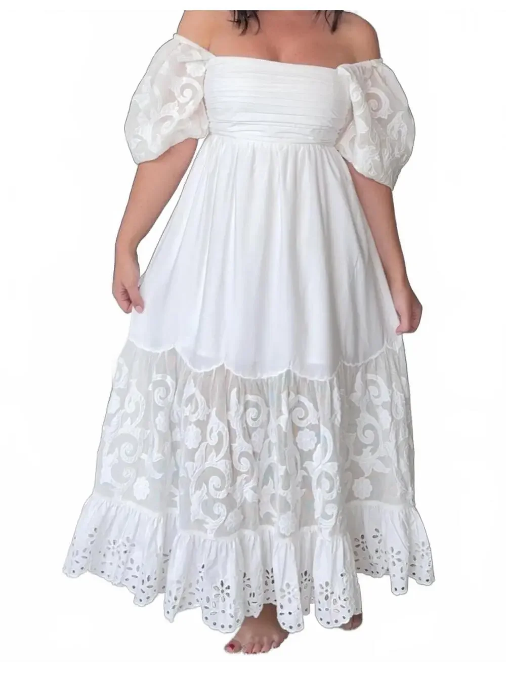 NWT A & F Bohemian White Maxi Dress size M